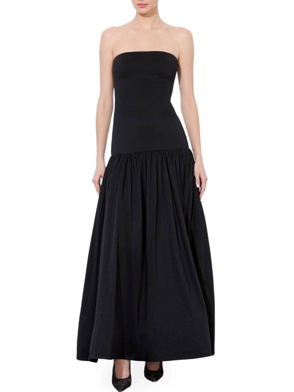 Alice + Olivia Oriana Women's Strapless Cotton Blend Maxi Dress in Black Size 0